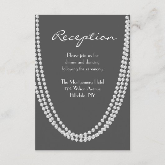 1920's Pearl Receptie Kaart - grijs (Voorkant)