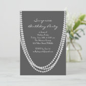 1920's Pearl Surprise Verjaardagsfeest Nodig grijs Kaart (Staand voorkant)