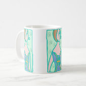 1920s Pisces-vrouw met symbool paars groen Koffiemok (Voorkant links)