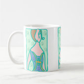 1920s Pisces-vrouw met symbool paars groen Koffiemok (Links)
