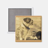 1920s pitbull bewaakt baby magneet (Voorkant / Achterkant)