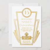 1920s Quinceanera Art Deco Gatsby Gold Uitnodigen Kaart (Voorkant)