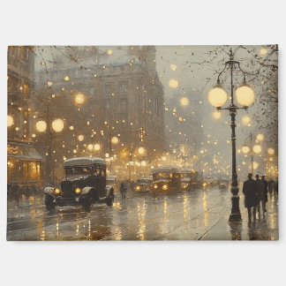 1920s Rainy Cityscape Koelkastmagneet Magneet