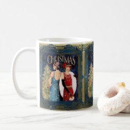 1920's Retro Dames Kerstmis Blauw Goud Rood Koffiemok