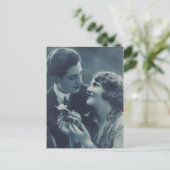 1920s retro koppel met roos  briefkaart (Staand voorkant)