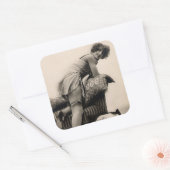 1920's Risqué Flapper meisje foto Vierkante Sticker (Envelop)
