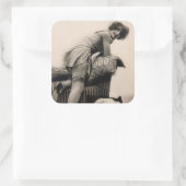 1920's Risqué Flapper meisje foto Vierkante Sticker (Tas)