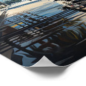 1920s roadster door een strandbungalow in Miami Be Poster (Hoek)