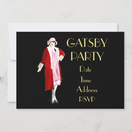 1920s Roaring 20 fapper party Uitnodiging (Voorkant)