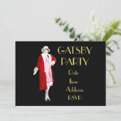 1920s Roaring 20 fapper party Uitnodiging (Staand voorkant)