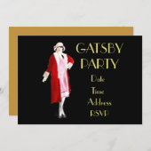 1920s Roaring 20 fapper party Uitnodiging (Voorkant / Achterkant)