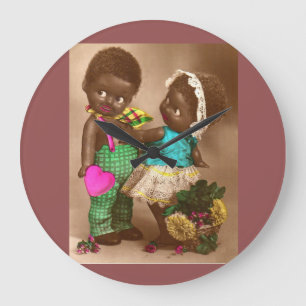 1920s RPPC schattige zwarte poppen uit liefde Grote Klok