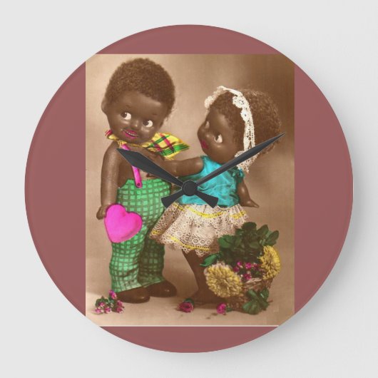 1920s RPPC schattige zwarte poppen uit liefde Grote Klok (Voorkant)