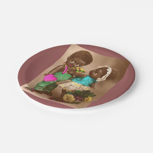 1920s RPPC schattige zwarte poppen uit liefde Papieren Bordje (Gekanteld)