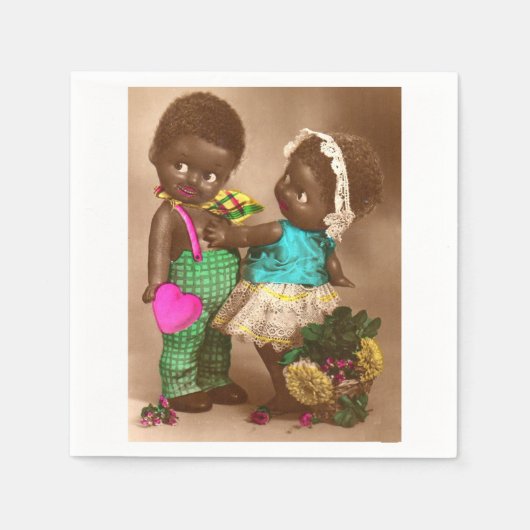 1920s RPPC schattige zwarte poppen uit liefde Servet (Voorkant)