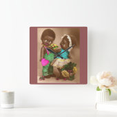 1920s RPPC schattige zwarte poppen uit liefde Vierkante Klok (Huis)