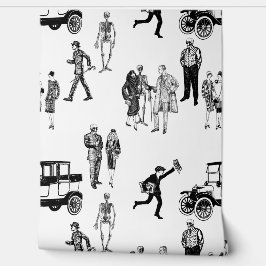 1920s skelet toile flappers antiek sinister behang