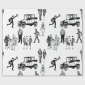 1920s skelet toile flappers antiek sinister cadeaupapier (Vlak)