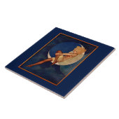 1920s-slang en mooie vrouw op de maan tegeltje (Zijkant)