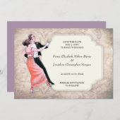 1920's sparen het  danspaar van de Datum Save The Date (Voorkant / Achterkant)