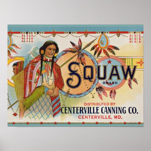 1920s Squaw Merk krat label Poster (Voorkant)