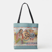 1920s Squaw Merk krat label print Tote Bag (Achterkant)