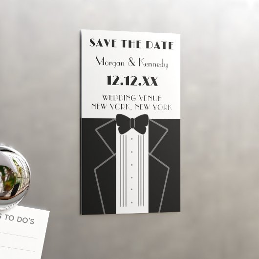 1920s Stijl Tuxedo Bruiloft Save the Date Magnet