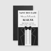 1920s Stijl Tuxedo Bruiloft Save the Date Magnet (Voorkant / Achterkant)