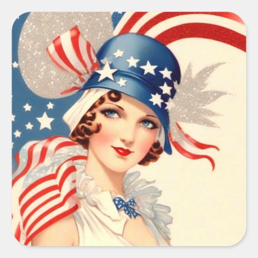 1920s Style 4th of July Patriottische Sticker (Voorkant)