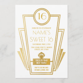 1920s Sweet 16 Verjaardagsfeest Art Deco Gatsby Go Kaart
