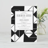 1920s Tegel Zwart Wit Repetitie Diner Kaart (Staand voorkant)