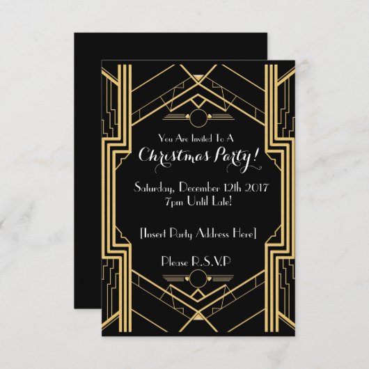 1920's Thema Kerstfeest Uitnodiging (Voorkant / Achterkant)