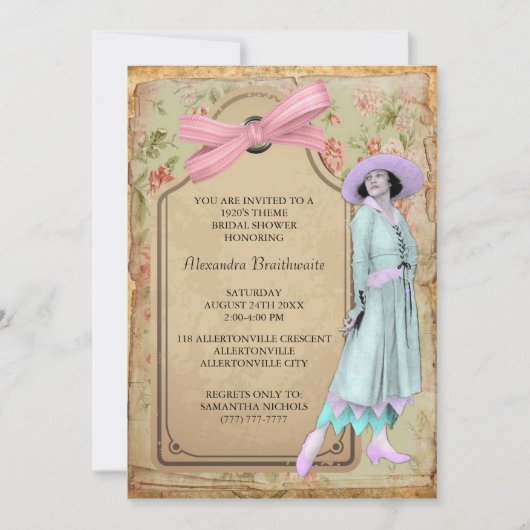 1920's Theme Bridal Shower Invitation Kaart (Voorkant)