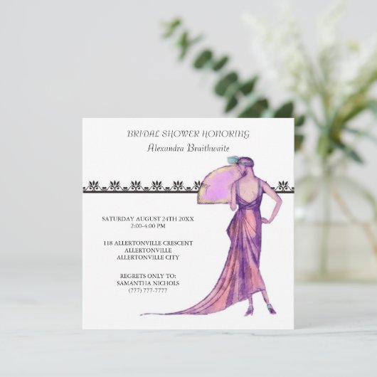1920's Theme Bridal Shower Invitation Kaart (Staand voorkant)