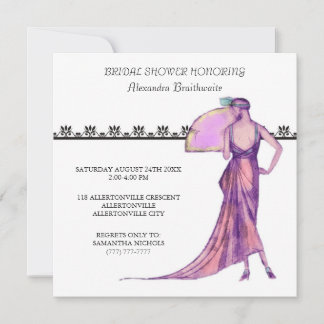 1920's Theme Bridal Shower Invitation Kaart