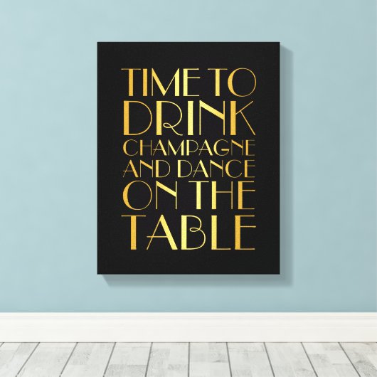 1920's Tijd om te Drinken Champagne Canvas goud (Insitu (Houten vloer))