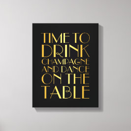 1920's Tijd om te Drinken Champagne Canvas goud