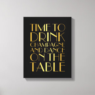 1920's Tijd om te Drinken Champagne Canvas goud