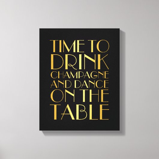 1920's Tijd om te Drinken Champagne Canvas goud Afdruk (Voorkant)