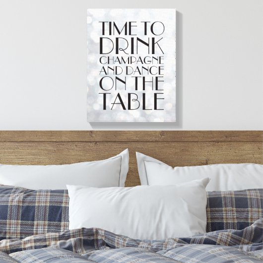1920's Tijd om te Drinken Champagne Canvas zilver (Insitu (Slaapkamer))
