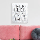 1920's Tijd om te Drinken Champagne Canvas zilver Afdruk (Insitu (Woonkamer))