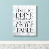 1920's Tijd om te Drinken Champagne Canvas zilver Afdruk (Insitu (Houten vloer))
