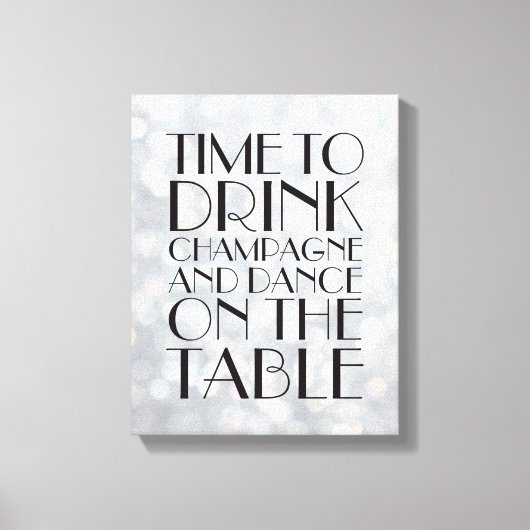 1920's Tijd om te Drinken Champagne Canvas zilver Afdruk (Voorkant)