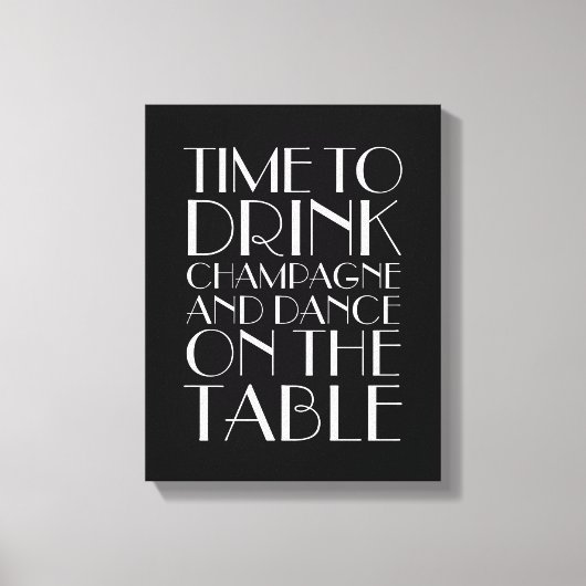 1920's Tijd om te Drinken Champagne Canvas zwart & (Voorkant)