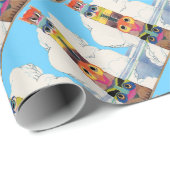 1920s totempaal afdrukken cadeaupapier (Rol Hoek)