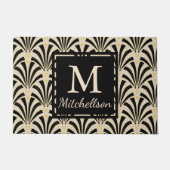 1920s verfijnde zwarte fan Taupe - familienaam Deurmat (Voorkant)