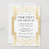 1920's Verjaardag Gold Art Deco Nodig Gatsby Party Kaart (Voorkant)