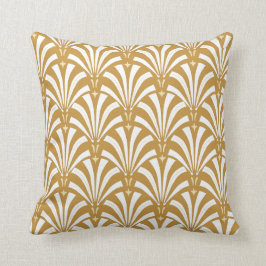 1920s Vintage Art Deco Witte Waaiers & Mosterdgeel Kussen