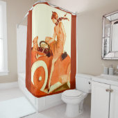 1920s vrouw, auto en hond douchegordijn (In situ)