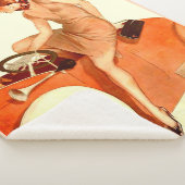 1920s vrouw, auto en hond sherpa deken (3/4)